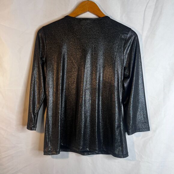 Project Metallic Dressy Vneck Empire Blouse 3/4 Sleeve Special Occasion Size MD - Picture 2 of 7